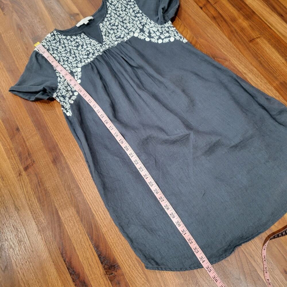 Ann Taylor LOFT Embroidered Split Neck 100% Linen Dress Size Small - Picture 8 of 9